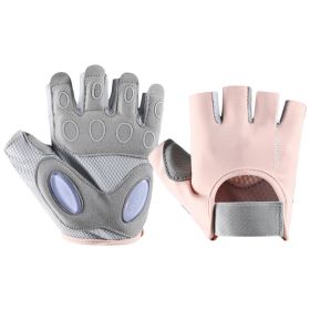 1 Pair Training Gloves Non-slip Fingerless Palm Protector Unisex Sweat-wicking Ridding Gloves for Outdoor Sports (Color: PINK, size: M)