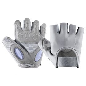 1 Pair Training Gloves Non-slip Fingerless Palm Protector Unisex Sweat-wicking Ridding Gloves for Outdoor Sports (Color: Grey, size: S)