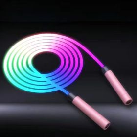 Jump Rope; Glowing Skipping Rope; Silicone Handles Fast Speed LED Light Up Rope Without Tangles; For Basic Jumping Training; Workouts; Fitness (Color: PINK)