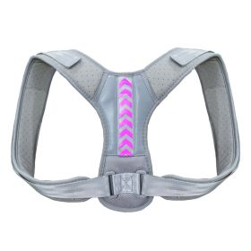 Women Men Univeral Adjustable Back Posture Corrector Shoulder Straightener Brace Neck Pain Relief (Chest Circumference: 47-59 inch, Color: Gray & Purple)