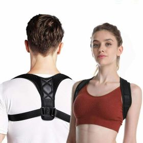 Women Men Univeral Adjustable Back Posture Corrector Shoulder Straightener Brace Neck Pain Relief (Chest Circumference: 24 - 43 inch, Color: BLACK)