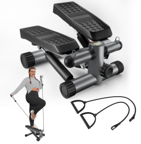 Steppers for Exercise, Stair Stepper with Resistance Bands, Mini Stepper with 330LBS Loading Capacity, Hydraulic Fitness Stepper with LCD Monitor, No (Color: as Pic)